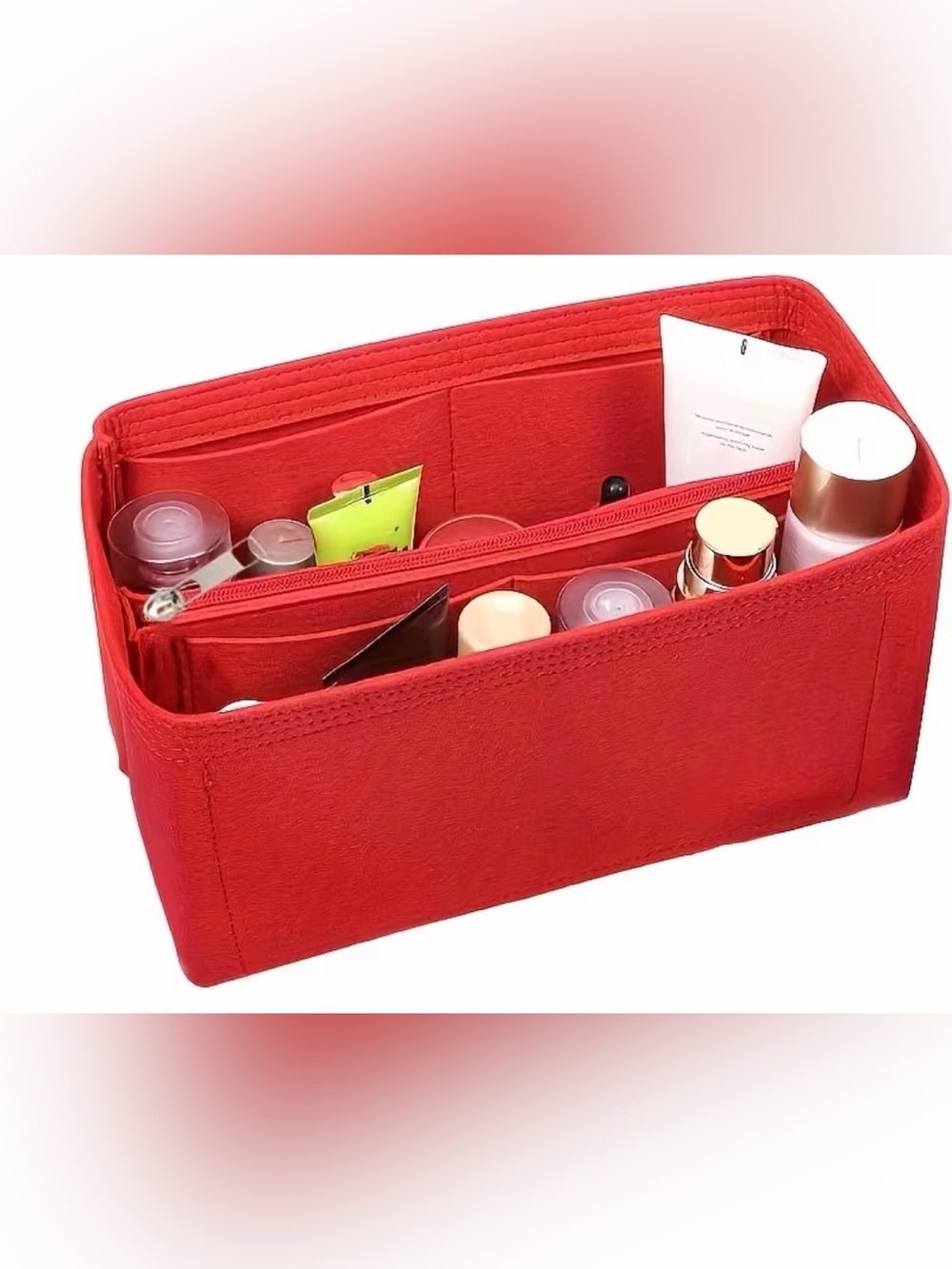 Red Felt Tote Organizer Insert - Home Storage & Organization